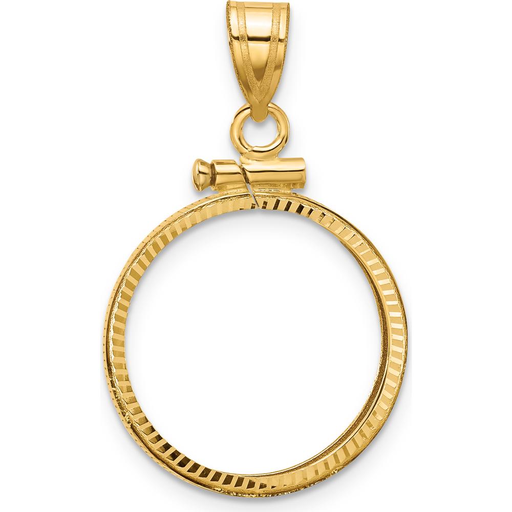 14K Yellow Gold Distinguished Coin Bezel Pendant with Polished and Diamond-Cut Finish - 30.1mm Length by Numis Coin Jewelry