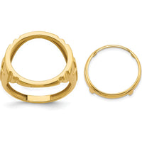 14K Yellow Gold Distinguished Coin Bezel Ring with Cross Sides - Holds 1/10 oz. American Eagle Coin by Numis Coin Jewelry
