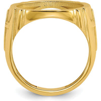 14K Yellow Gold Distinguished Coin Bezel Ring with Cross Sides - Holds 1/10 oz. American Eagle Coin by Numis Coin Jewelry