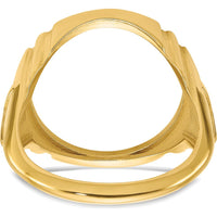 14K Yellow Gold Distinguished Coin Bezel Ring with Cross Sides - Holds 1/10 oz. American Eagle Coin by Numis Coin Jewelry
