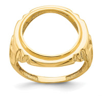 14K Yellow Gold Distinguished Coin Bezel Ring with Cross Sides - Holds 1/10 oz. American Eagle Coin by Numis Coin Jewelry