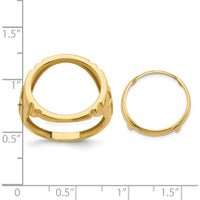 14K Yellow Gold Distinguished Coin Bezel Ring with Cross Sides - Holds 1/10 oz. American Eagle Coin by Numis Coin Jewelry