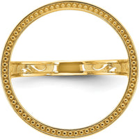 14K Yellow Gold Distinguished Coin Bezel Ring with Polished Filigree Sides - Holds 1/10 oz. American Eagle Coin by Numis Coin Jewelry