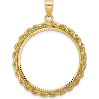 14K Yellow Gold Distinguished Coin Jewelry Diamond-Cut Rope Pendant - 27mm Coin Bezel (Coin Sold Separately) by Numis Coin Jewelry