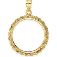 14K Yellow Gold Distinguished Coin Jewelry Diamond-Cut Rope Pendant - 27mm Coin Bezel (Coin Sold Separately) by Numis Coin Jewelry