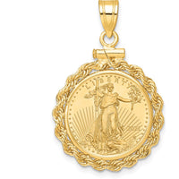 14K Yellow Gold Distinguished Coin Jewelry Pendant with 1/10 oz. American Eagle Coin Bezel - Polished Rope Design by Numis Coin Jewelry