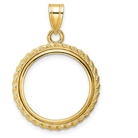 14K Yellow Gold Distinguished Coin Jewelry Pendant with Casted Rope Design for 1/10 oz. Panda Coin by Numis Coin Jewelry