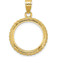 14K Yellow Gold Distinguished Coin Jewelry Pendant with Casted Rope Design for 1/10 oz. Panda Coin by Numis Coin Jewelry