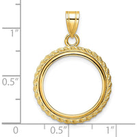 14K Yellow Gold Distinguished Coin Jewelry Pendant with Casted Rope Design for 1/10 oz. Panda Coin by Numis Coin Jewelry
