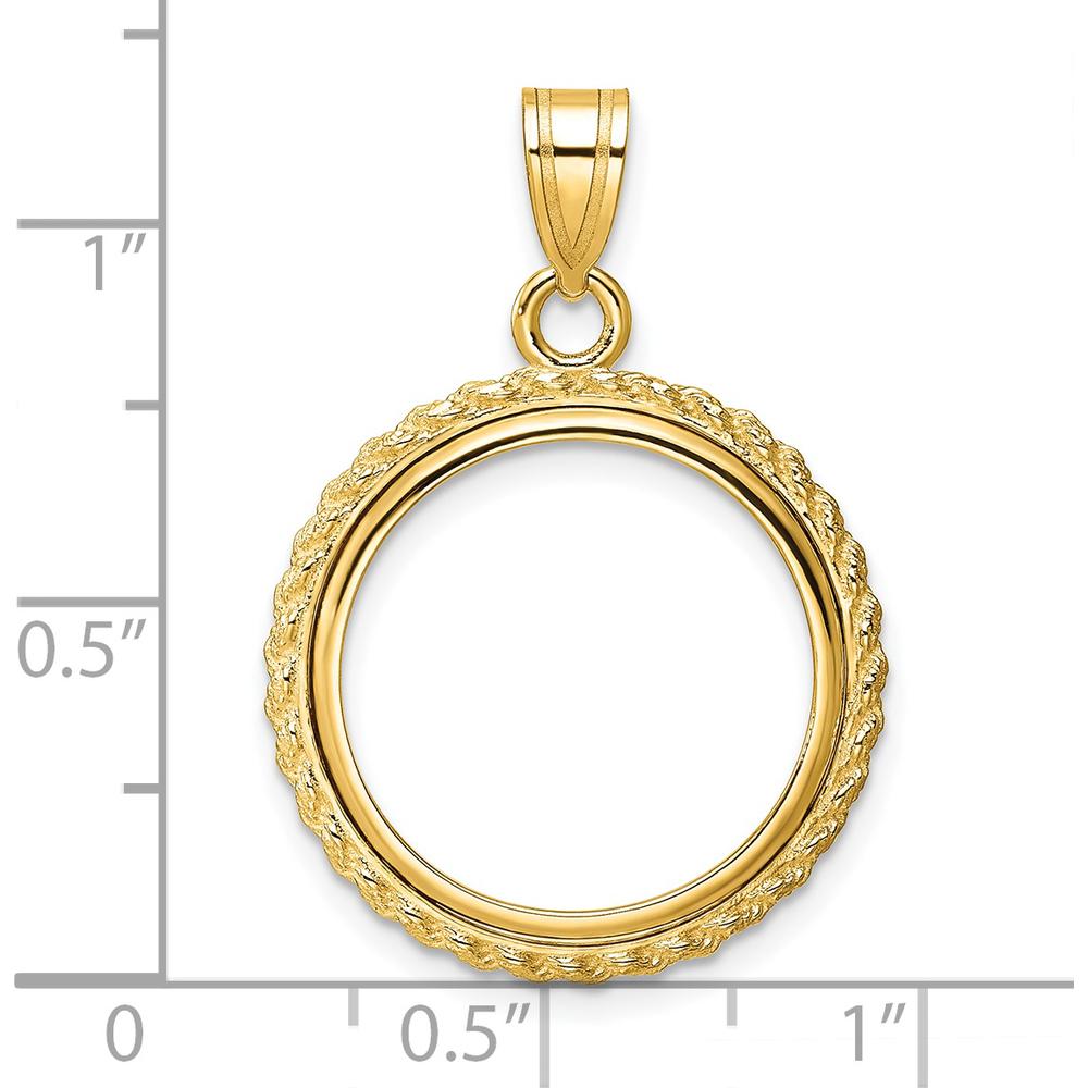 14K Yellow Gold Distinguished Coin Jewelry Pendant with Casted Rope Design for 1/10 oz. Panda Coin by Numis Coin Jewelry