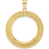 14K Yellow Gold Distinguished Coin Jewelry Pendant with Diamond-Cut Heart and Rope Bezel - 41.4mm Coin Holder by Numis Coin Jewelry