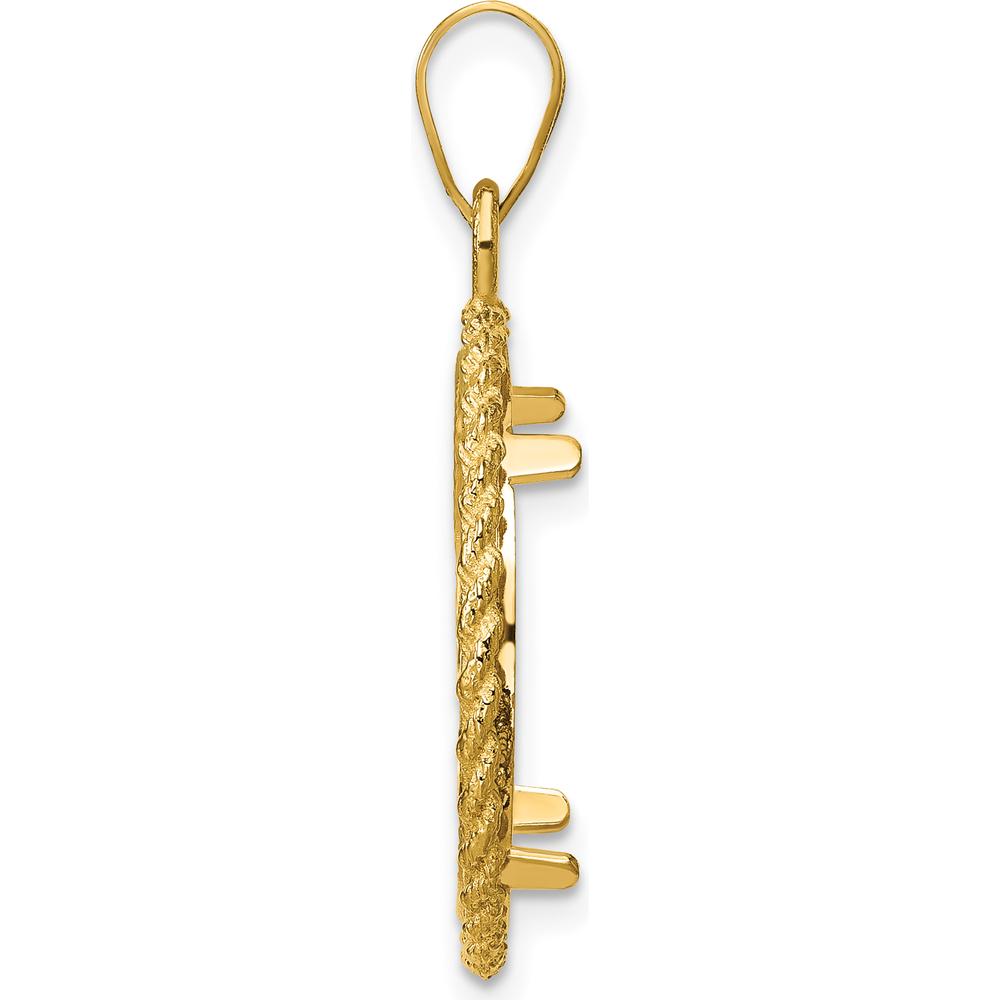 14K Yellow Gold Distinguished Coin Jewelry Pendant with Diamond-Cut Rope Bezel for 1/10 oz. Panda Coin by Numis Coin Jewelry