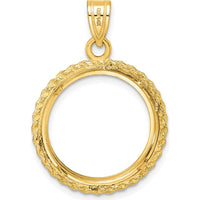 14K Yellow Gold Distinguished Coin Jewelry Pendant with Diamond-Cut Rope Bezel for 1/10 oz. Panda Coin by Numis Coin Jewelry