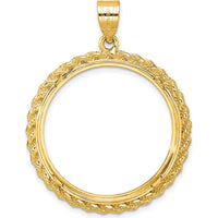 14K Yellow Gold Distinguished Coin Jewelry Pendant with Diamond-Cut Rope Bezel - Holds 1/2 oz. American Eagle Coin by Numis Coin Jewelry