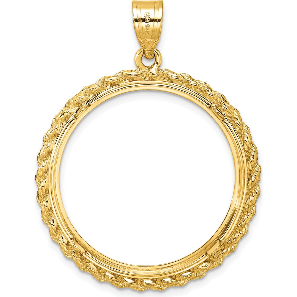 14K Yellow Gold Distinguished Coin Jewelry Pendant with Diamond-Cut Rope Bezel - Holds 1/2 oz. American Eagle Coin by Numis Coin Jewelry