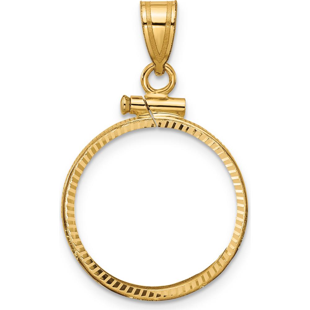 14K Yellow Gold Distinguished Coin Jewelry Pendant with Diamond-Cut Texture and Screw-Top Design - 30.7mm x 18.8mm by Numis Coin Jewelry