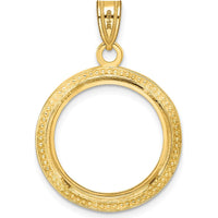 14K Yellow Gold Distinguished Coin Jewelry Pendant with Polished and Beaded Texture - Holds 1/10 oz. Panda Coin by Numis Coin Jewelry