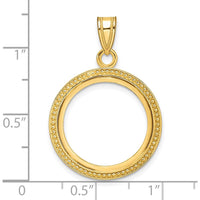 14K Yellow Gold Distinguished Coin Jewelry Pendant with Polished and Beaded Texture - Holds 1/10 oz. Panda Coin by Numis Coin Jewelry
