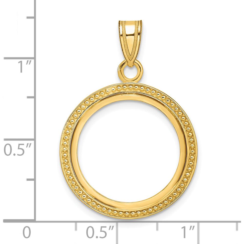 14K Yellow Gold Distinguished Coin Jewelry Pendant with Polished and Beaded Texture - Holds 1/10 oz. Panda Coin by Numis Coin Jewelry