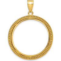 14K Yellow Gold Distinguished Coin Jewelry Pendant with Polished and Diamond-Cut Bezel - Holds 1/2 oz. American Eagle Coin by Numis Coin Jewelry