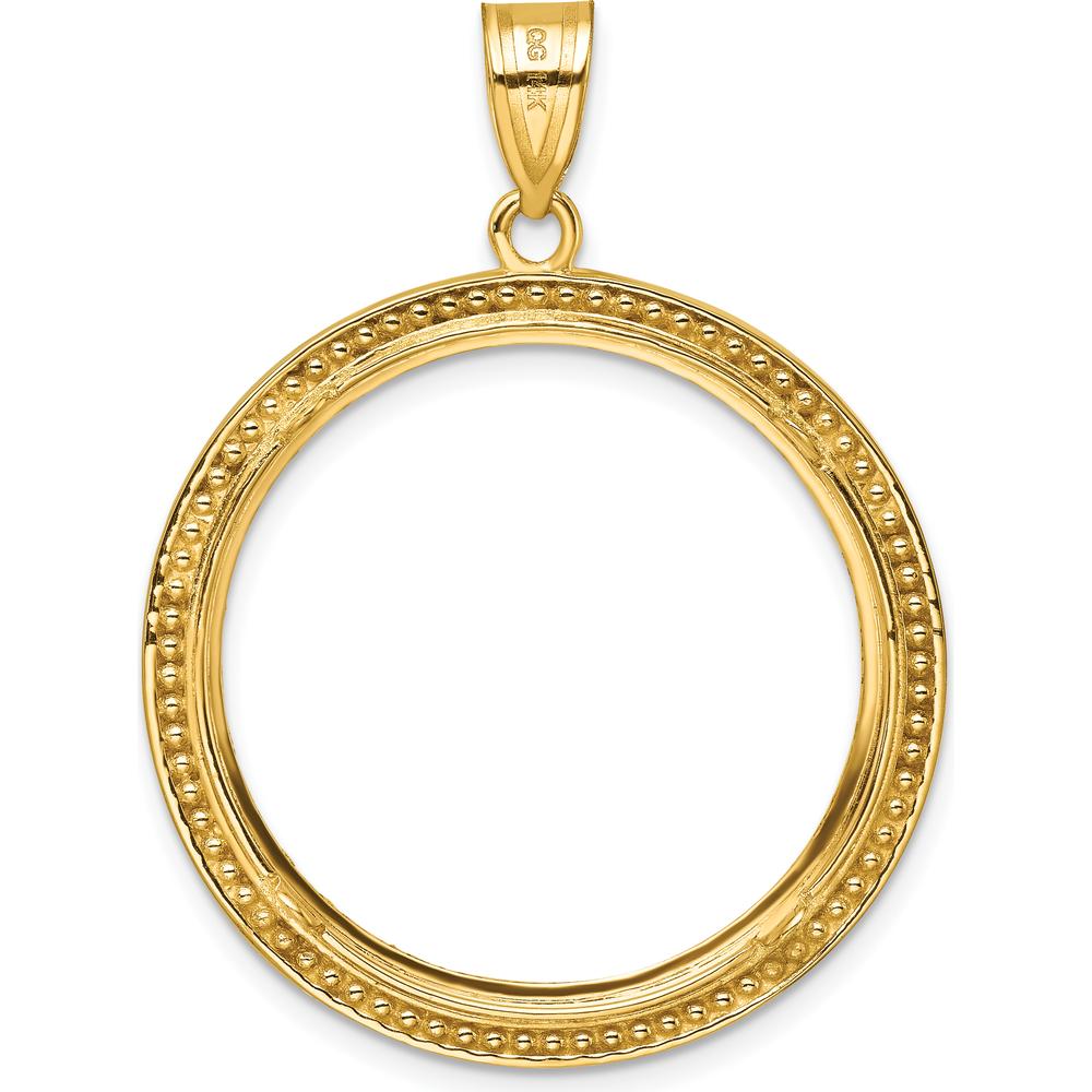 14K Yellow Gold Distinguished Coin Jewelry Pendant with Polished and Diamond-Cut Bezel - Holds 1/2 oz. American Eagle Coin by Numis Coin Jewelry