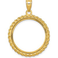 14K Yellow Gold Distinguished Coin Jewelry Pendant with Polished and Diamond-Cut Casted Rope - Holds 1/4 oz. American Eagle Coin by Numis Coin Jewelry