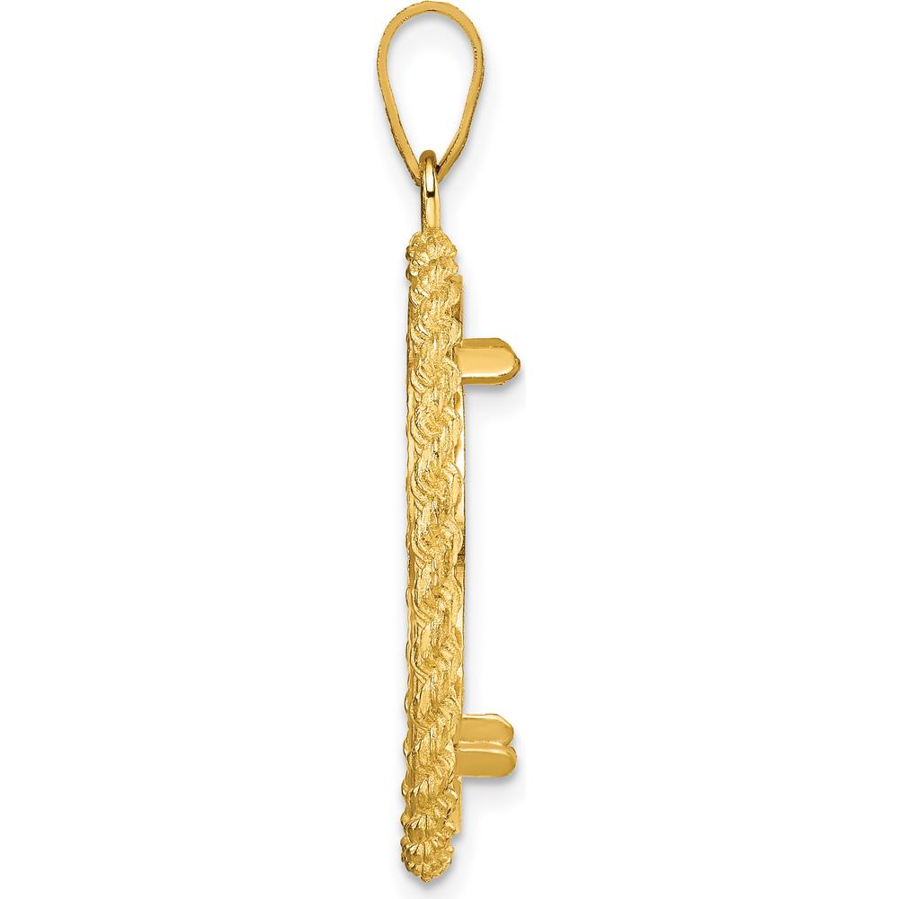 14K Yellow Gold Distinguished Coin Jewelry Pendant with Polished and Diamond-Cut Casted Rope - Holds 1/4 oz. American Eagle Coin by Numis Coin Jewelry