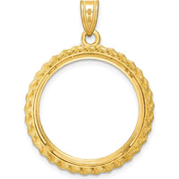 14K Yellow Gold Distinguished Coin Jewelry Pendant with Polished and Diamond-Cut Casted Rope - Holds 1/4 oz. American Eagle Coin by Numis Coin Jewelry
