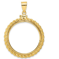 14K Yellow Gold Distinguished Coin Jewelry Pendant with Polished Casted Rope Bezel - Holds 1/2 oz. American Eagle Coin by Numis Coin Jewelry