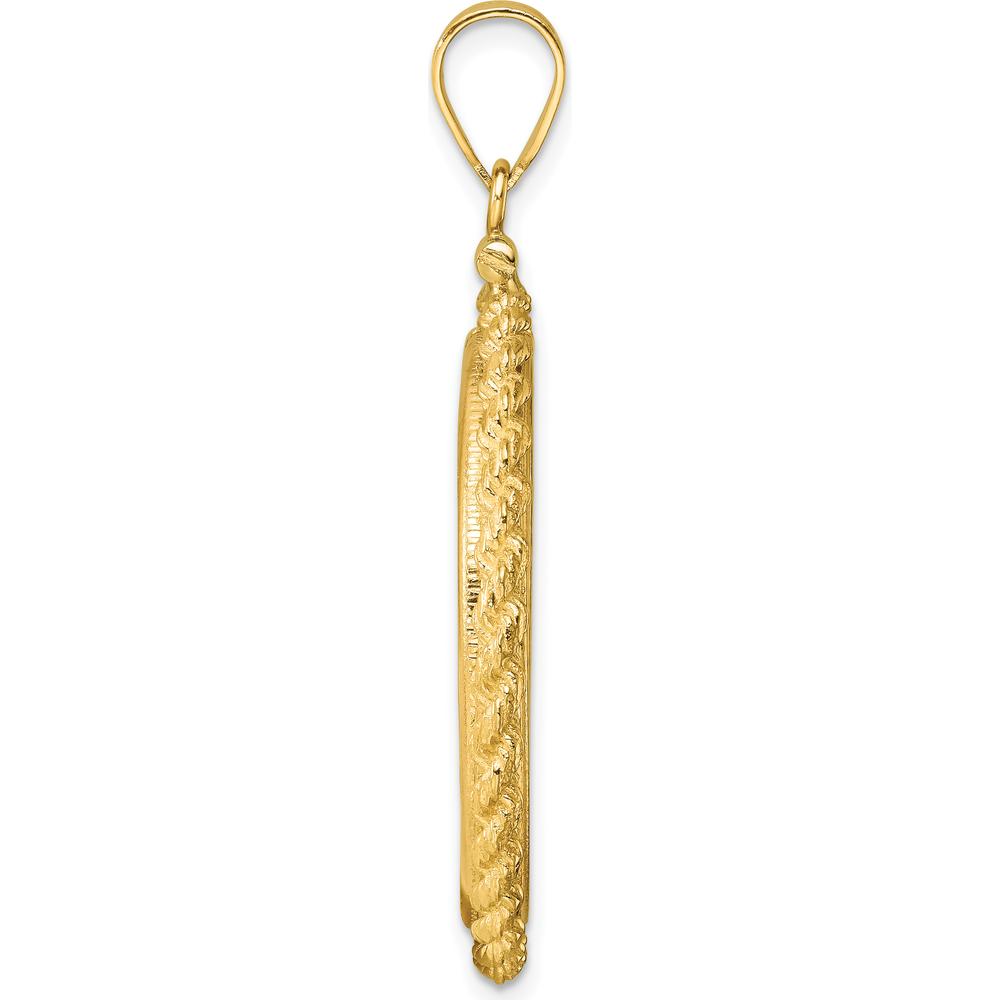 14K Yellow Gold Distinguished Coin Jewelry Pendant with Polished Casted Rope Bezel - Holds 1/2 oz. American Eagle Coin by Numis Coin Jewelry