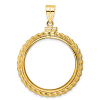 14K Yellow Gold Distinguished Coin Jewelry Pendant with Polished Casted Rope Bezel - Holds 1/2 oz. American Eagle Coin by Numis Coin Jewelry