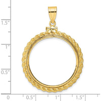 14K Yellow Gold Distinguished Coin Jewelry Pendant with Polished Casted Rope Bezel - Holds 1/2 oz. American Eagle Coin by Numis Coin Jewelry