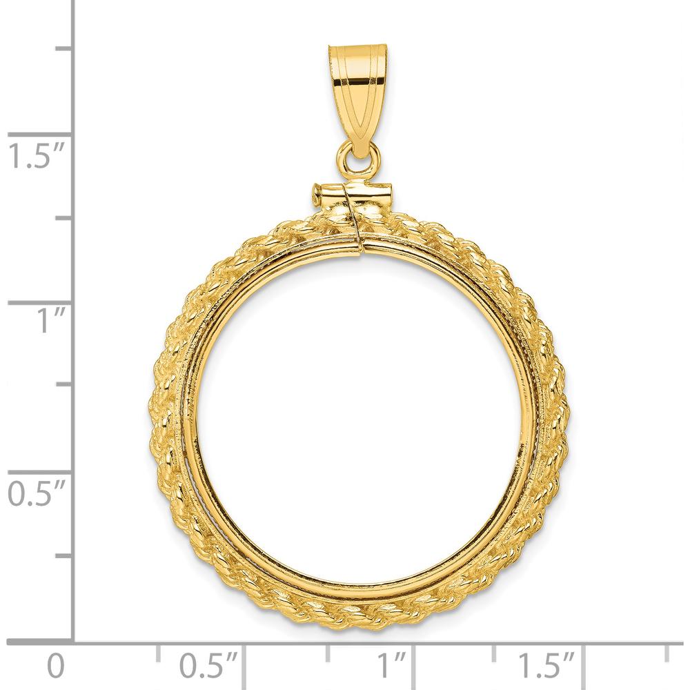 14K Yellow Gold Distinguished Coin Jewelry Pendant with Polished Casted Rope Bezel - Holds 1/2 oz. American Eagle Coin by Numis Coin Jewelry