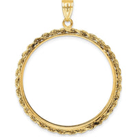 14K Yellow Gold Distinguished Coin Jewelry Pendant with Polished Rope Design - Holds 1 oz. American Eagle Coin by Numis Coin Jewelry