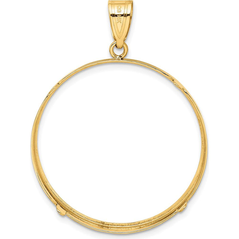 14K Yellow Gold Distinguished Coin Jewelry Pendant with Prong Coin Bezel for 1 oz. American Eagle Coin by Numis Coin Jewelry