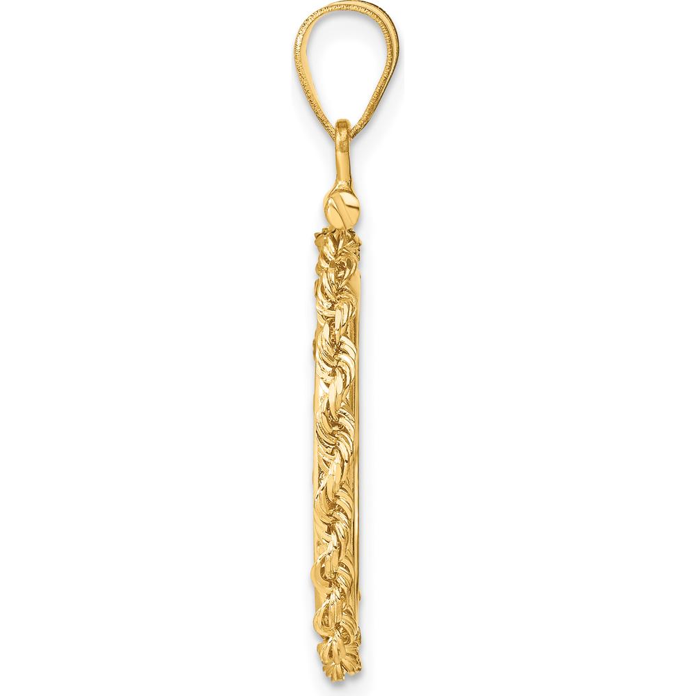 14K Yellow Gold Distinguished Coin Jewelry Pendant with Rope Bezel for 1/10 oz. Panda Coin by Numis Coin Jewelry