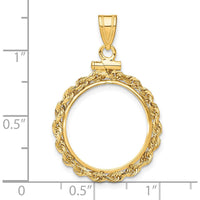 14K Yellow Gold Distinguished Coin Jewelry Pendant with Rope Bezel for 1/10 oz. Panda Coin by Numis Coin Jewelry