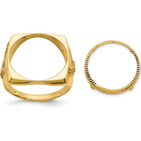 14K Yellow Gold Distinguished Coin Jewelry Ring with Polished Finish and Diamond-Cut Bezel for 1/10 oz. American Eagle Coin by Numis Coin Jewelry