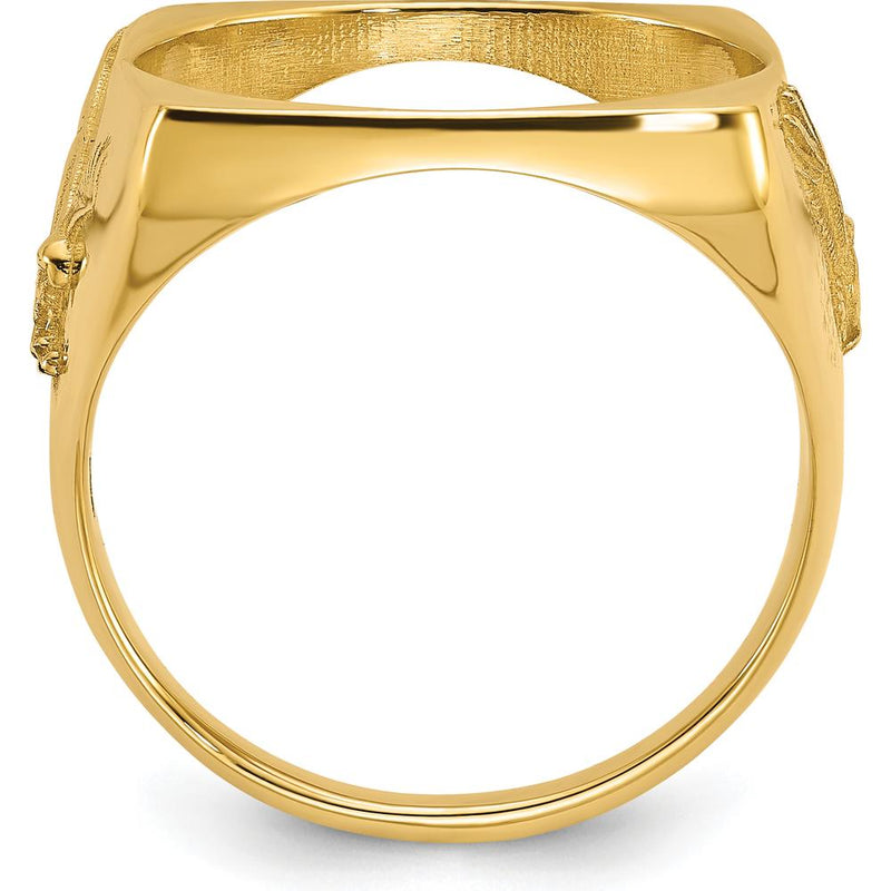 14K Yellow Gold Distinguished Coin Jewelry Ring with Polished Finish and Diamond-Cut Bezel for 1/10 oz. American Eagle Coin by Numis Coin Jewelry