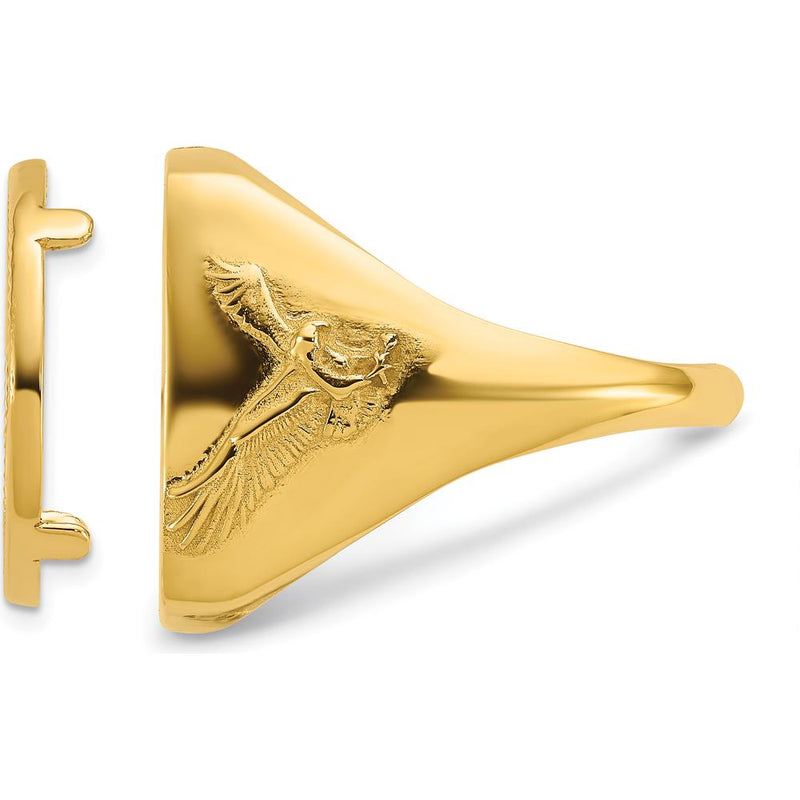 14K Yellow Gold Distinguished Coin Jewelry Ring with Polished Finish and Diamond-Cut Bezel for 1/10 oz. American Eagle Coin by Numis Coin Jewelry