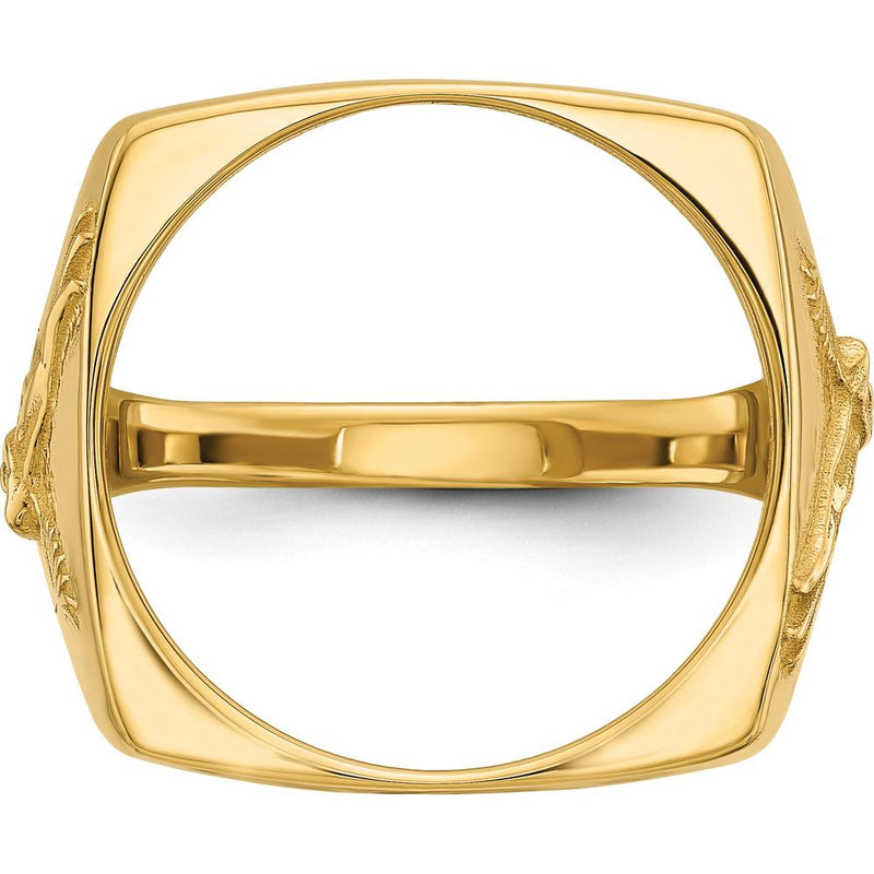 14K Yellow Gold Distinguished Coin Jewelry Ring with Polished Finish and Diamond-Cut Bezel for 1/10 oz. American Eagle Coin by Numis Coin Jewelry
