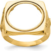 14K Yellow Gold Distinguished Coin Jewelry Ring with Polished Finish and Diamond-Cut Bezel for 1/10 oz. American Eagle Coin by Numis Coin Jewelry