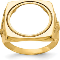 14K Yellow Gold Distinguished Coin Jewelry Ring with Polished Finish and Diamond-Cut Bezel for 1/10 oz. American Eagle Coin by Numis Coin Jewelry