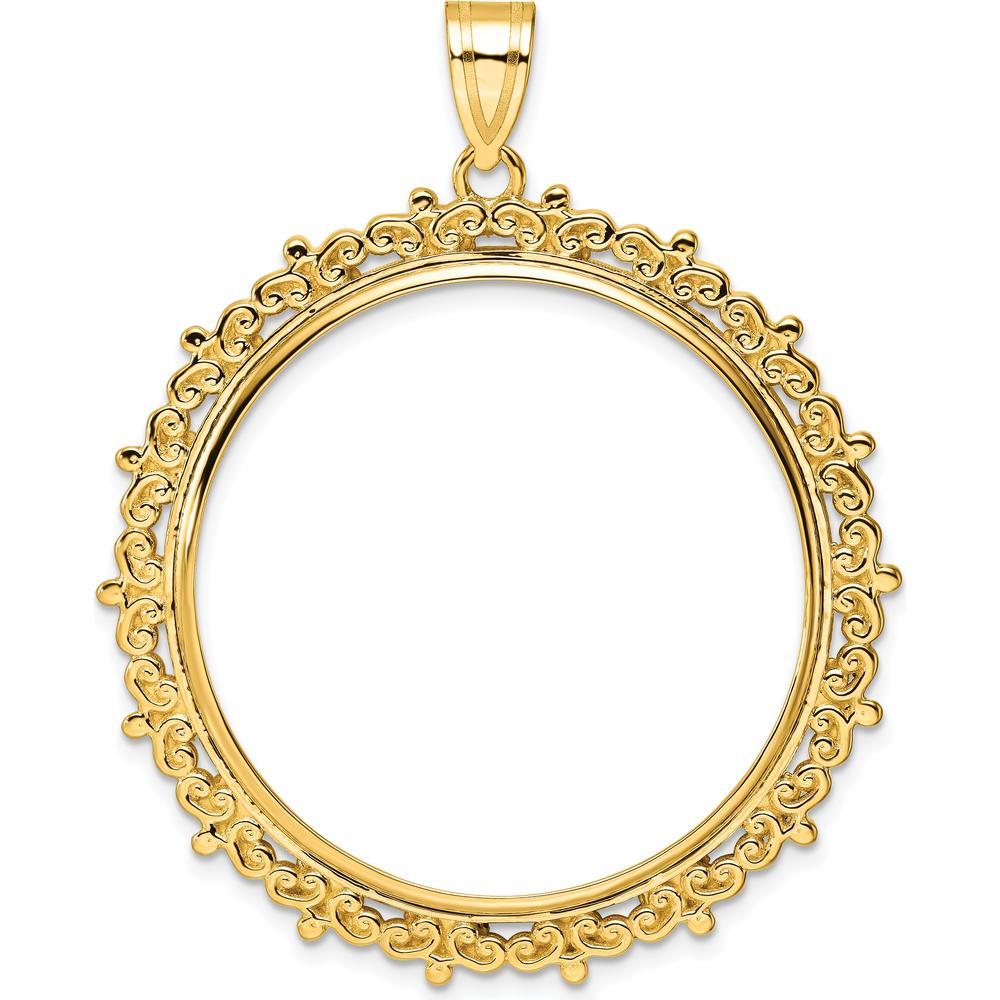 14K Yellow Gold Distinguished Coin Pendant for 1 oz. American Eagle Coin with Polished Finish by Numis Coin Jewelry