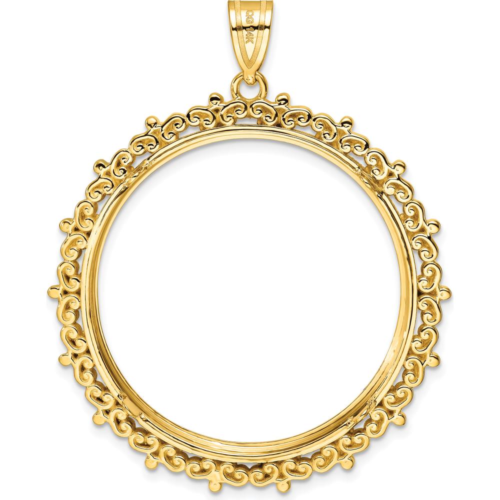 14K Yellow Gold Distinguished Coin Pendant for 1 oz. American Eagle Coin with Polished Finish by Numis Coin Jewelry