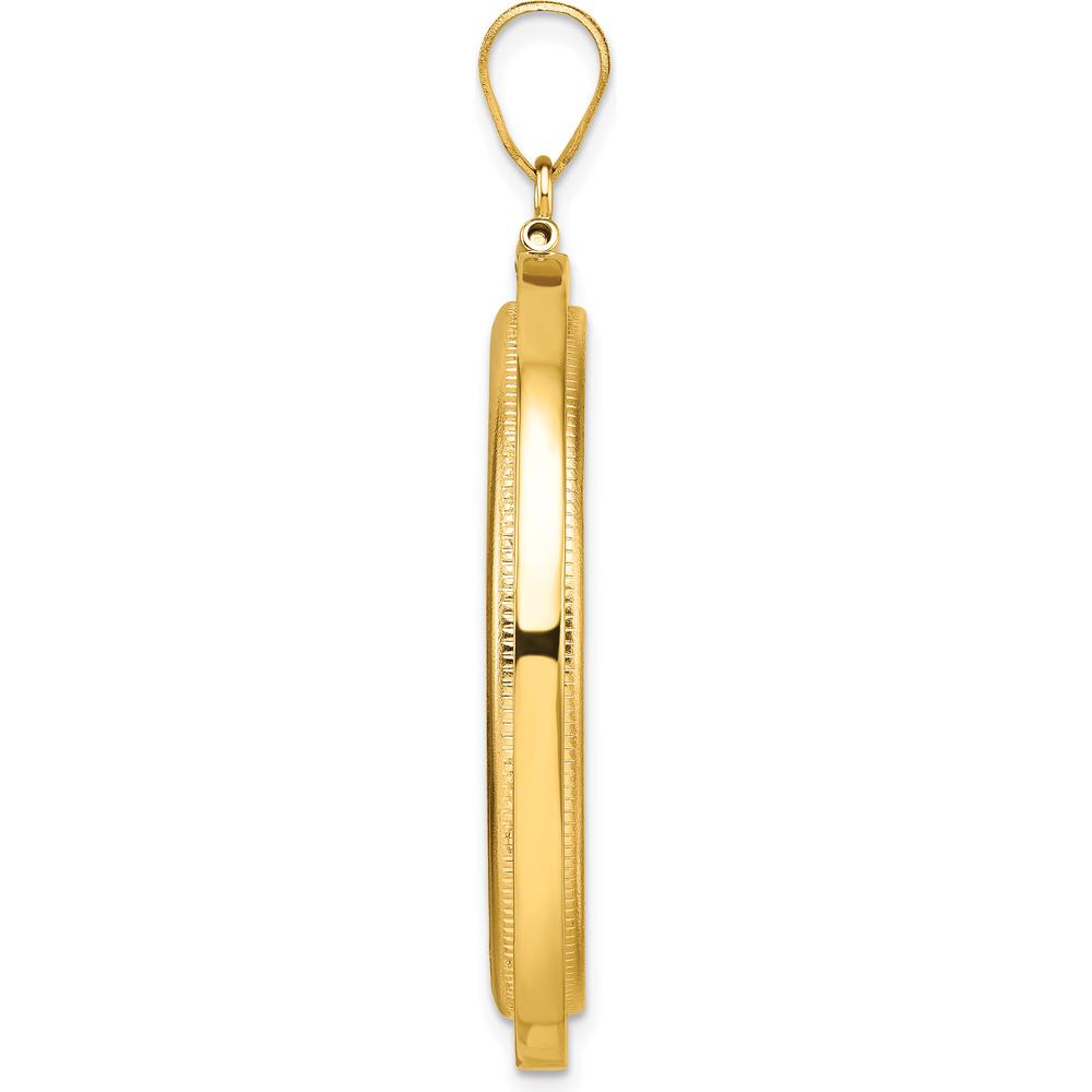 14K Yellow Gold Distinguished Coin Pendant with Beaded Detail - Holds 1 oz. American Eagle Coin by Numis Coin Jewelry