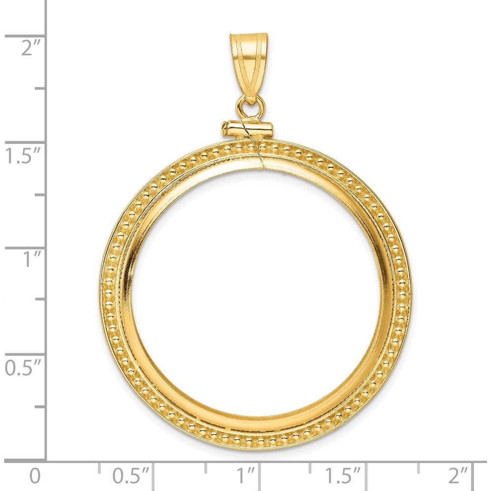 14K Yellow Gold Distinguished Coin Pendant with Beaded Detail - Holds 1 oz. American Eagle Coin by Numis Coin Jewelry