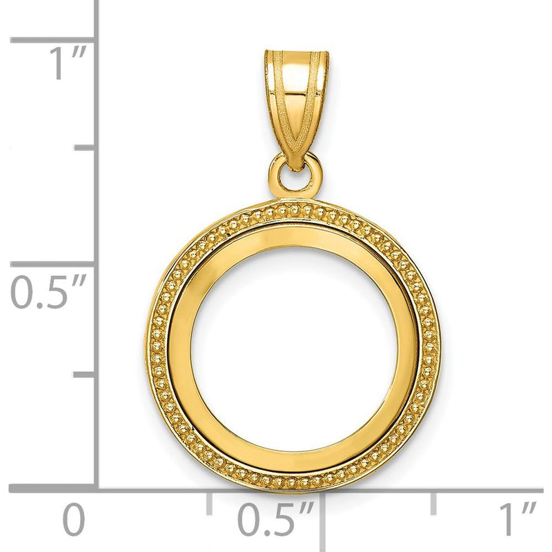 14K Yellow Gold Distinguished Coin Pendant with Beaded Texture and Coin Bezel Mount - Holds 1/20 oz. Panda Coin by Numis Coin Jewelry