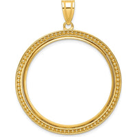 14K Yellow Gold Distinguished Coin Pendant with Beaded Texture - Coin Bezel Mounting, 41.85mm Length by Numis Coin Jewelry