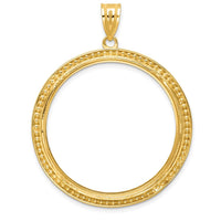 14K Yellow Gold Distinguished Coin Pendant with Beaded Texture - Coin Bezel Mounting, 41.85mm Length by Numis Coin Jewelry